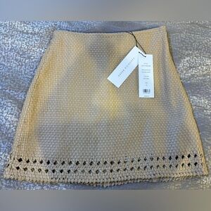 NWT Veronica Beard Faedra Skirt in natural leather, size extra small.